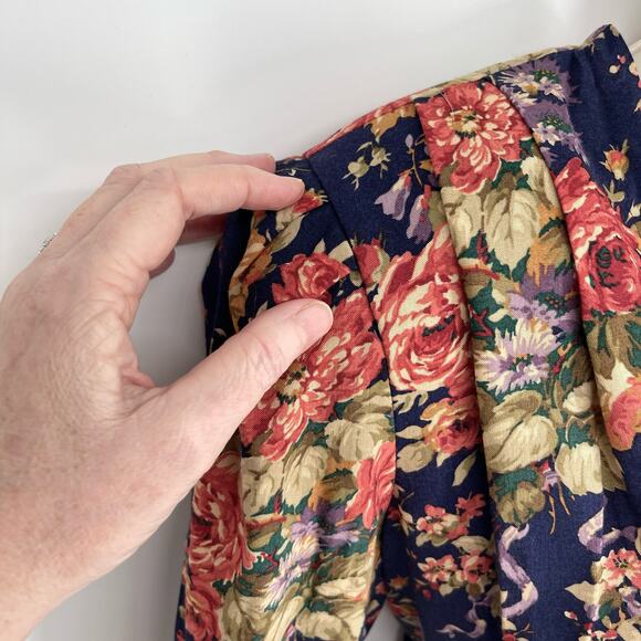 Jessica Howard VINTAGE Lace Inset Floral Midi Dress Sz 10 Navy Pink Purple Green - Picture 3 of 12